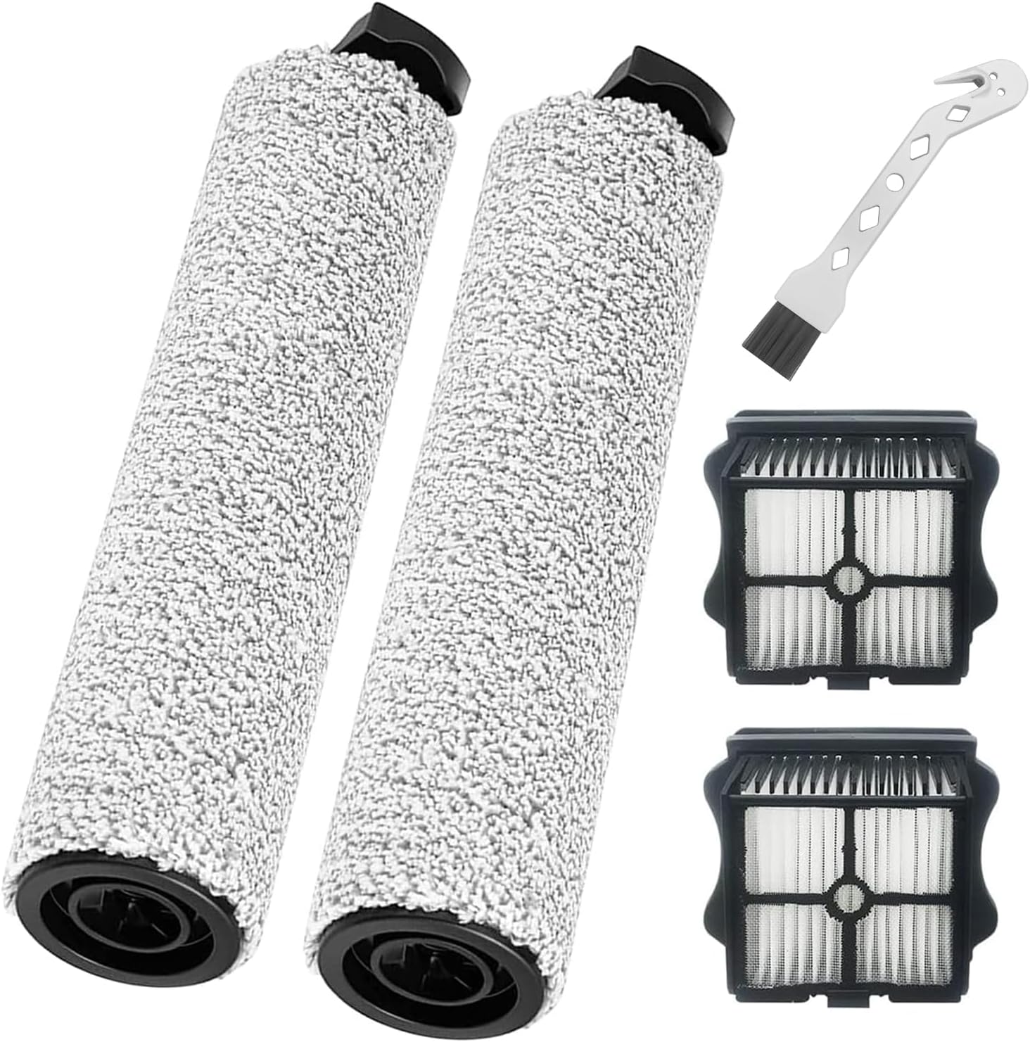 Brush Roll and Filter for Tineco Floor One S5 STEAM/I-Floor 5 STEAM Steam Cleaner Replacement Parts, 2 Brush Rollers + 2 Filters + 1 Cleaning Brush