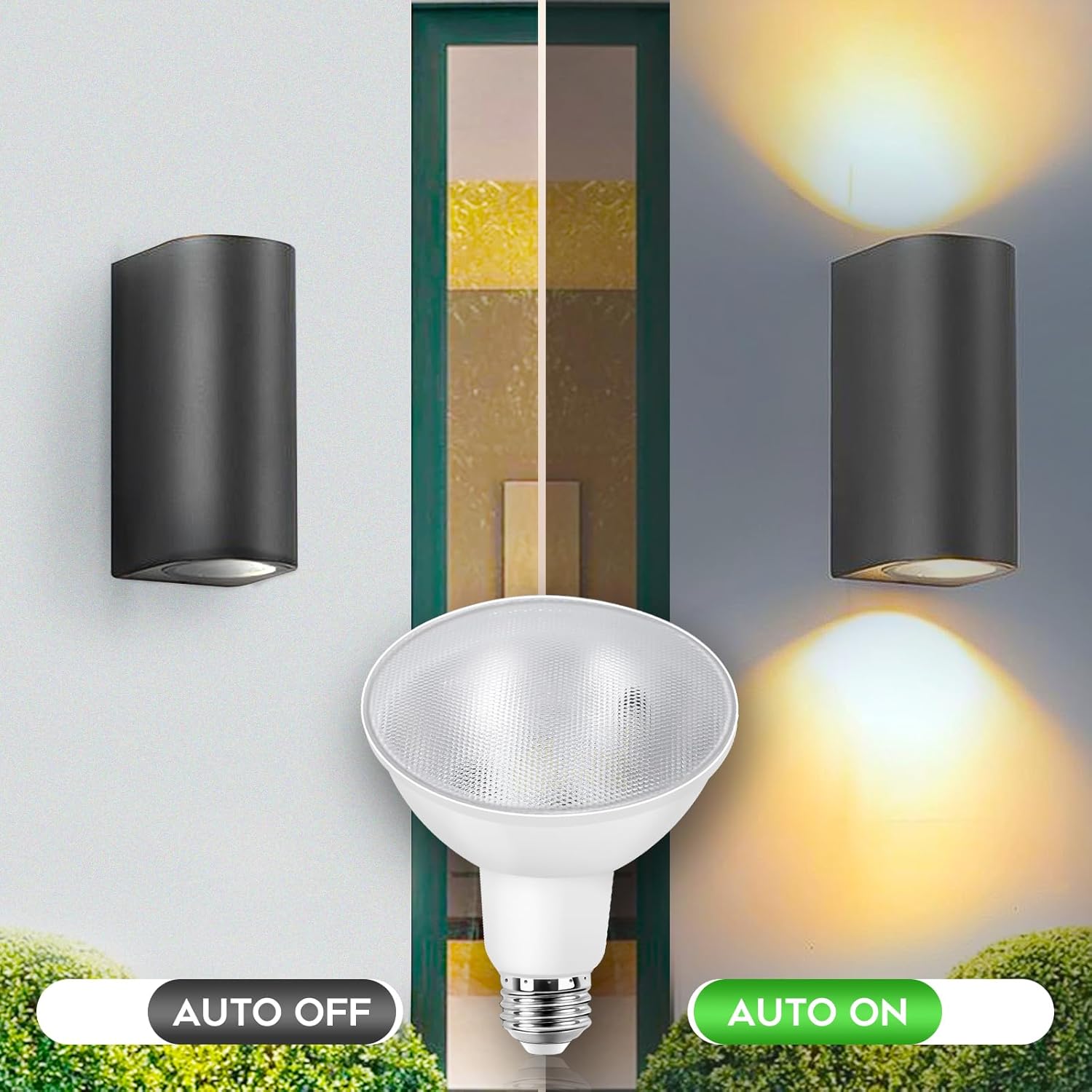 LED PAR30 Outdoor Flood Light Bulbs,Dusk to Dawn LED Light Bulbs for Yard Patio Garage Porch Driveway,11W 1000LM 2700K Soft White,E26 Base, Non-Dimmable, Wet Location,4 Pack
