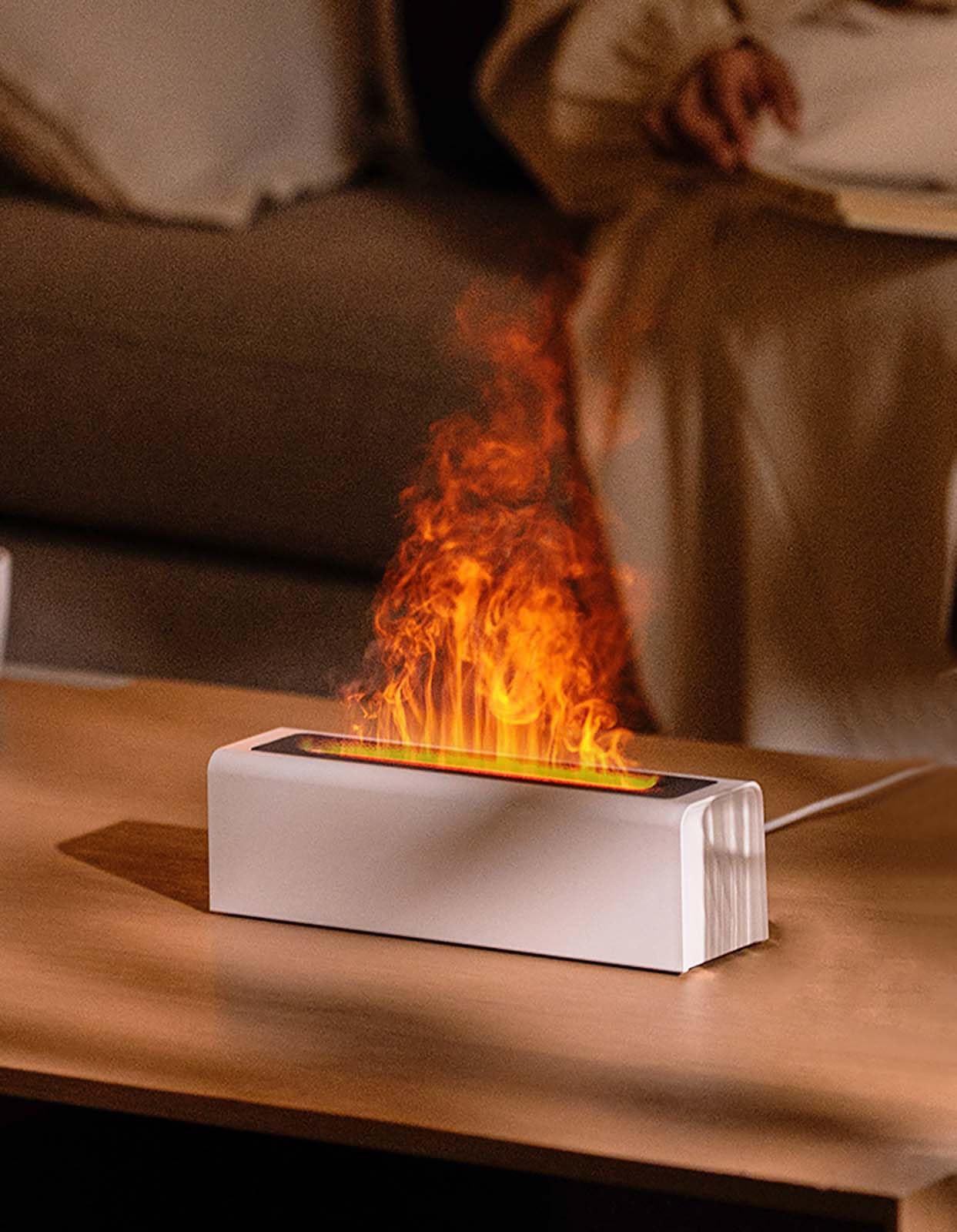 DIFFUSORE DI AROMI EFFETTO FIAMMA PER OLI ESSENZIALI CON LED AUTOMATICO H3 (Bianco)