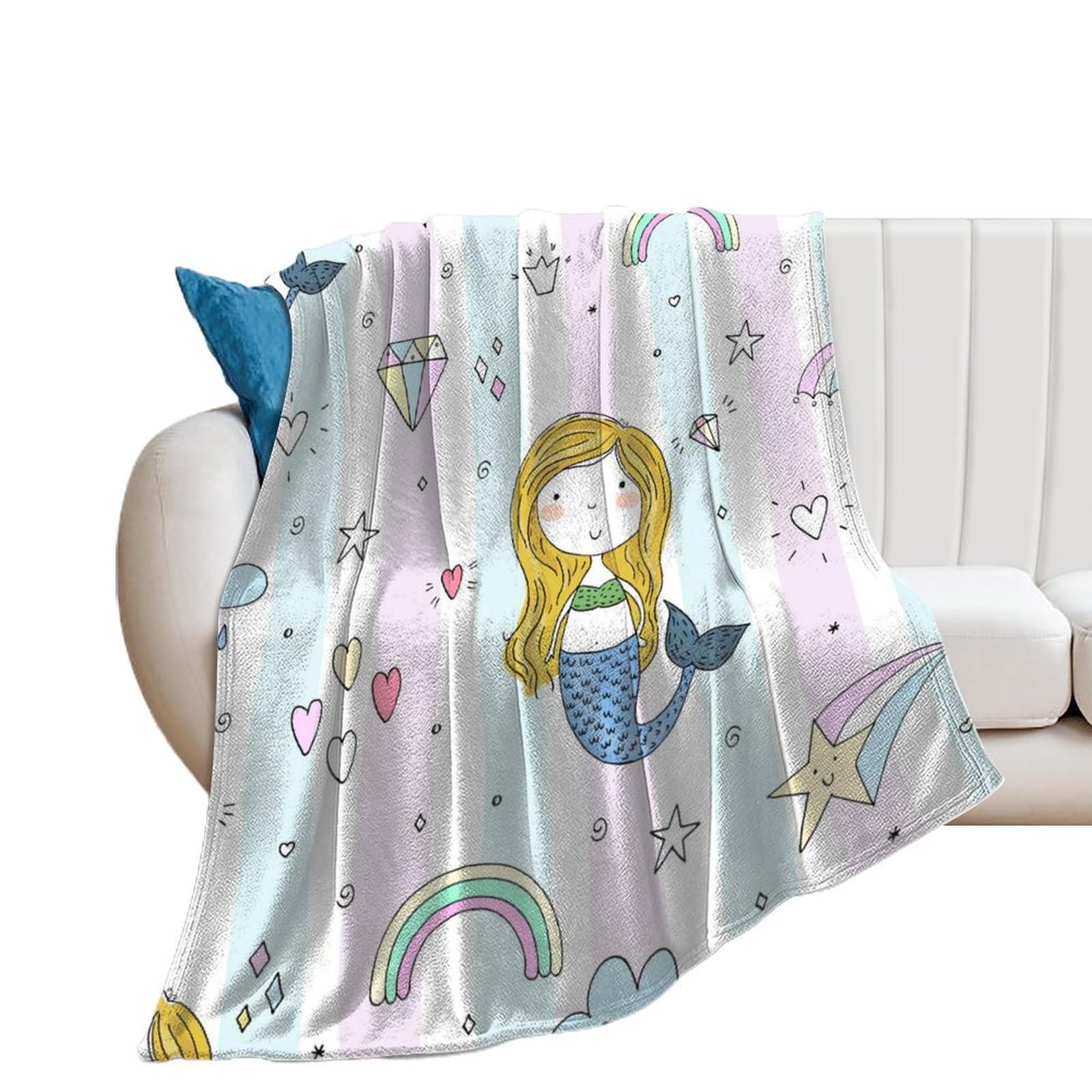 Couverture polaire sirène anti-froid 150x200cm pour grand lit et canapé