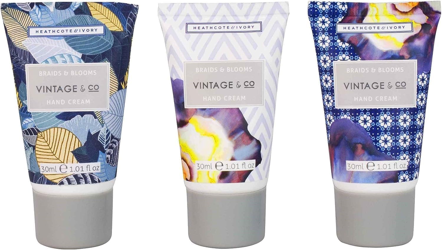 Vintage & Co Beauty Braids & Blooms Hand Cream Trio Gift Set | Enriched With Shea Butter | Cruelty Free & Vegan Friendly | Travel Friendly Sizes | 3 x 30ml Vintage & Co Beauty Braids & Blooms Hand Cream Trio Gift Set | Enriched With Shea Butter | Cruelty Free & Vegan Friendly | Travel Friendly Sizes | 3 x 30ml