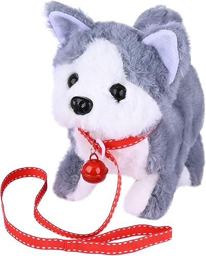 WorWoder Juguete de peluche Husky para perro perro electrónico interactivo para mascotas caminar ladridos vagar la cola estirar el animal de