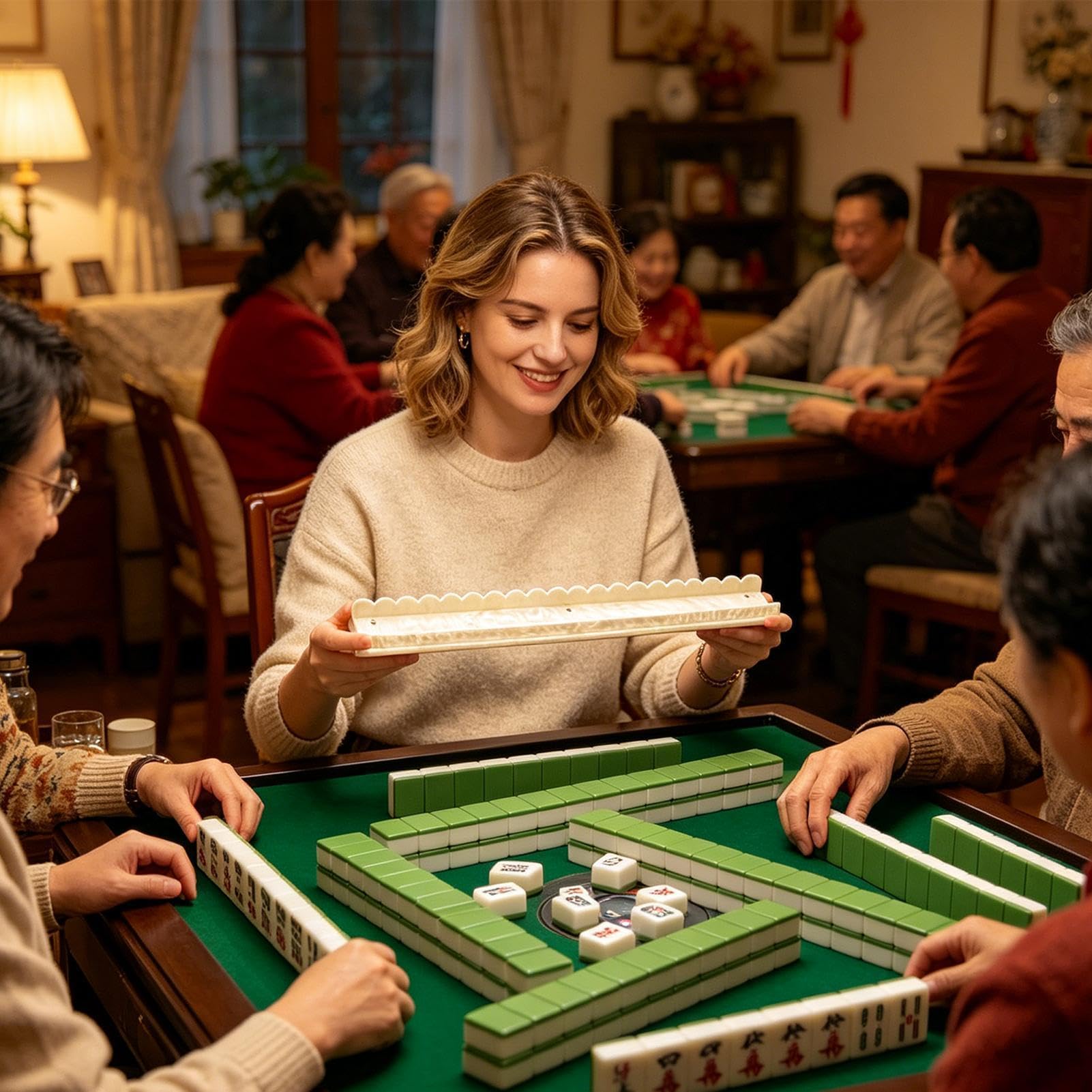 Poussoirs, Racks de Mahjong Acrylique Antidérapant Festonné Magnétique | Combo Poussoir Et Rack Pour Tuiles De Mahjong pour Maison, Réunions Familiales, , Fêtes, Centres pour Seniors et