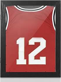 TOYANDONA Moldura para Camisa de Futebol Americano: Caixa de Madeira para Exibir Camisas de Futebol Americano, Hóquei, Beisebol, Basquete E , Preta, 35,5 Cm X 28 Cm