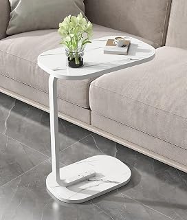 Owme Adjustable Table Stands Couch Side Table, Swivel TV Tray Table, 360° Top Moving C-Shaped End Table, Small Center Tabl... Price In India