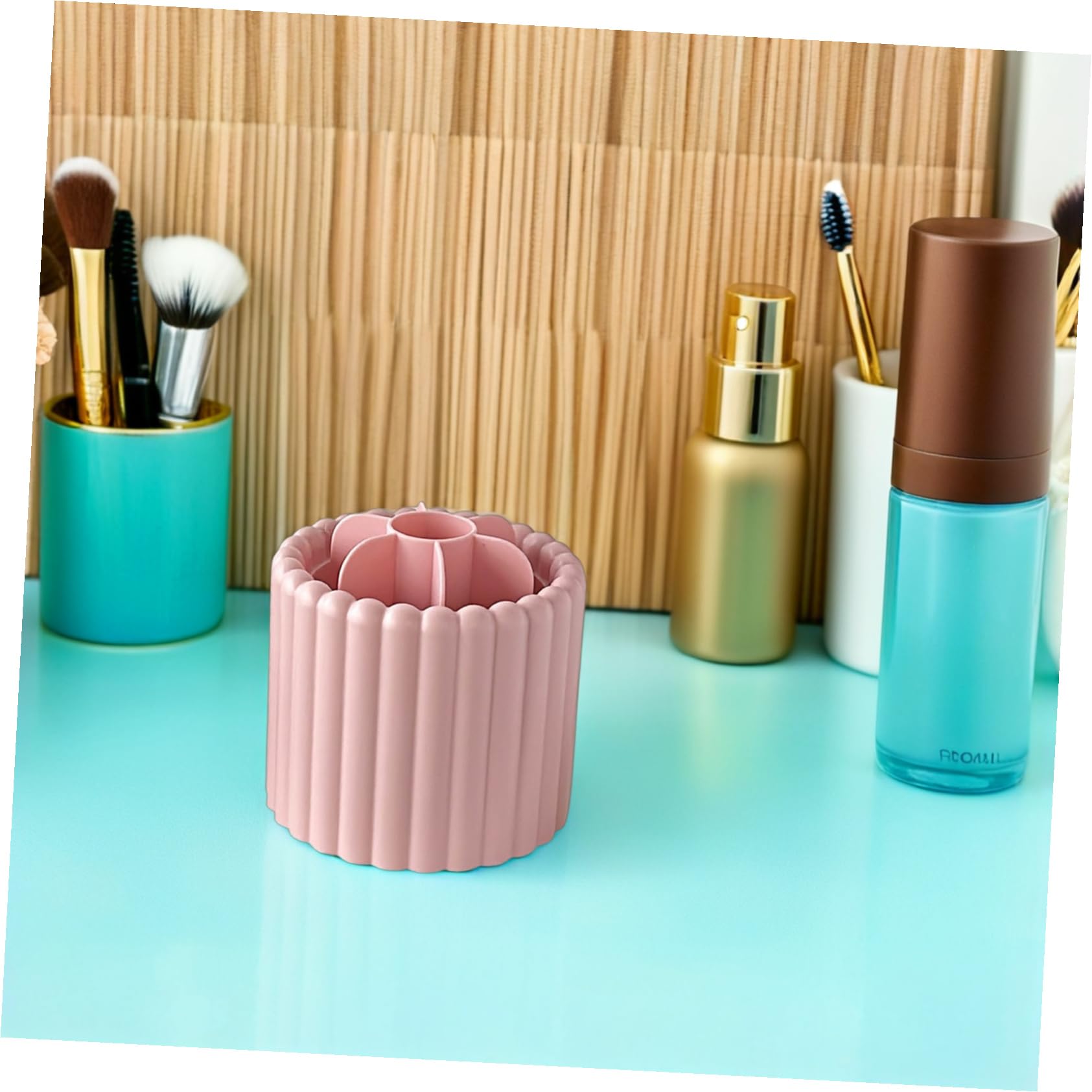 2 Pezzi Organizer Rotante per Pennelli da Trucco Scatola Multifunzionale per Pennelli e Penne Porta Cosmetici e Accessori da Scrivania Design Elegante per Bagno e Vanity