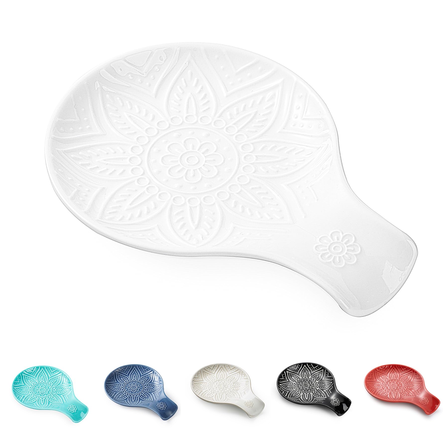 Ceramic White Spoon Rest 2 Sets for Kitchen