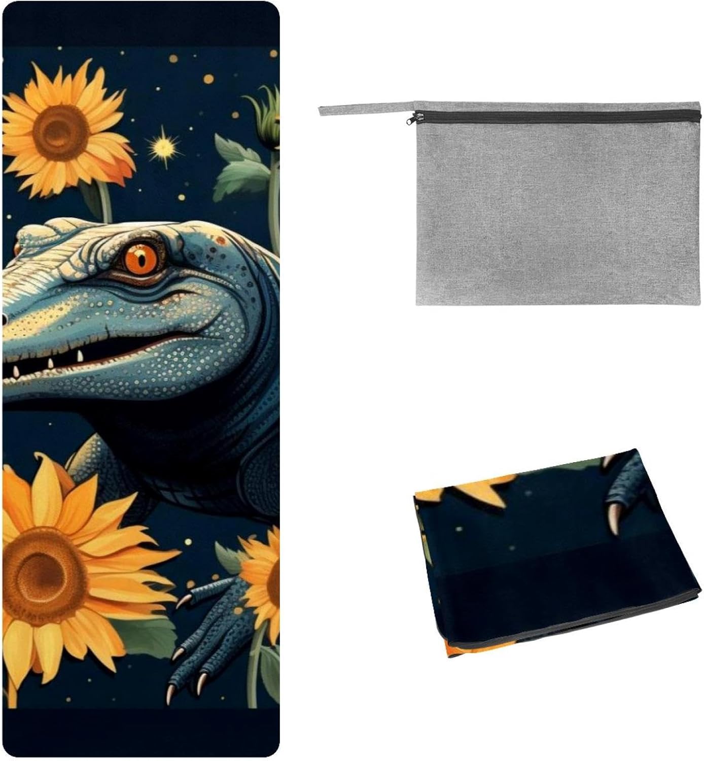 Yoga Towel, Crocodile Star Sunflower Non Slip Sweat Absorbent Hot Yoga Mat Towel for Hot Yoga, Pilates and Fitness - 72.8" x 26.8"