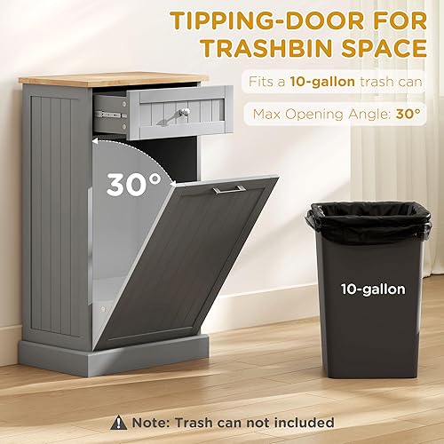 Miniatura 4 de HOMCOM Gabinete de basura abatible para cocina, armario de reciclaje con cajón, color gris