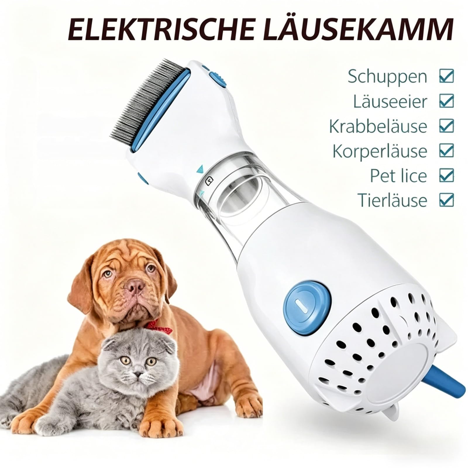 Frendorf Haustierkamm, multifunktional, physikalische Flohentfernung, Killerbürste für Katzen Entfernt mühelos alle Läuse