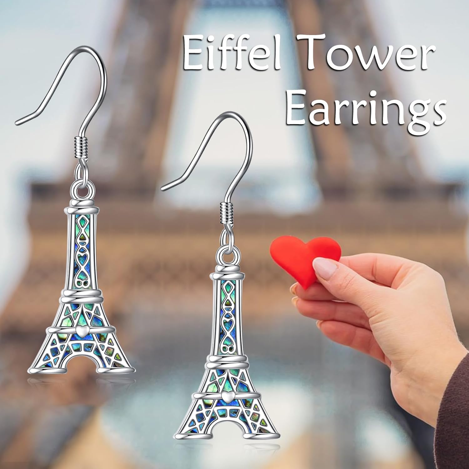 Eiffel Tower/Cowgirl Boot/Planet Earrings S925 Sterling Silver Abalone Dangle Earrings Jewelry For Women Lover - Image 5