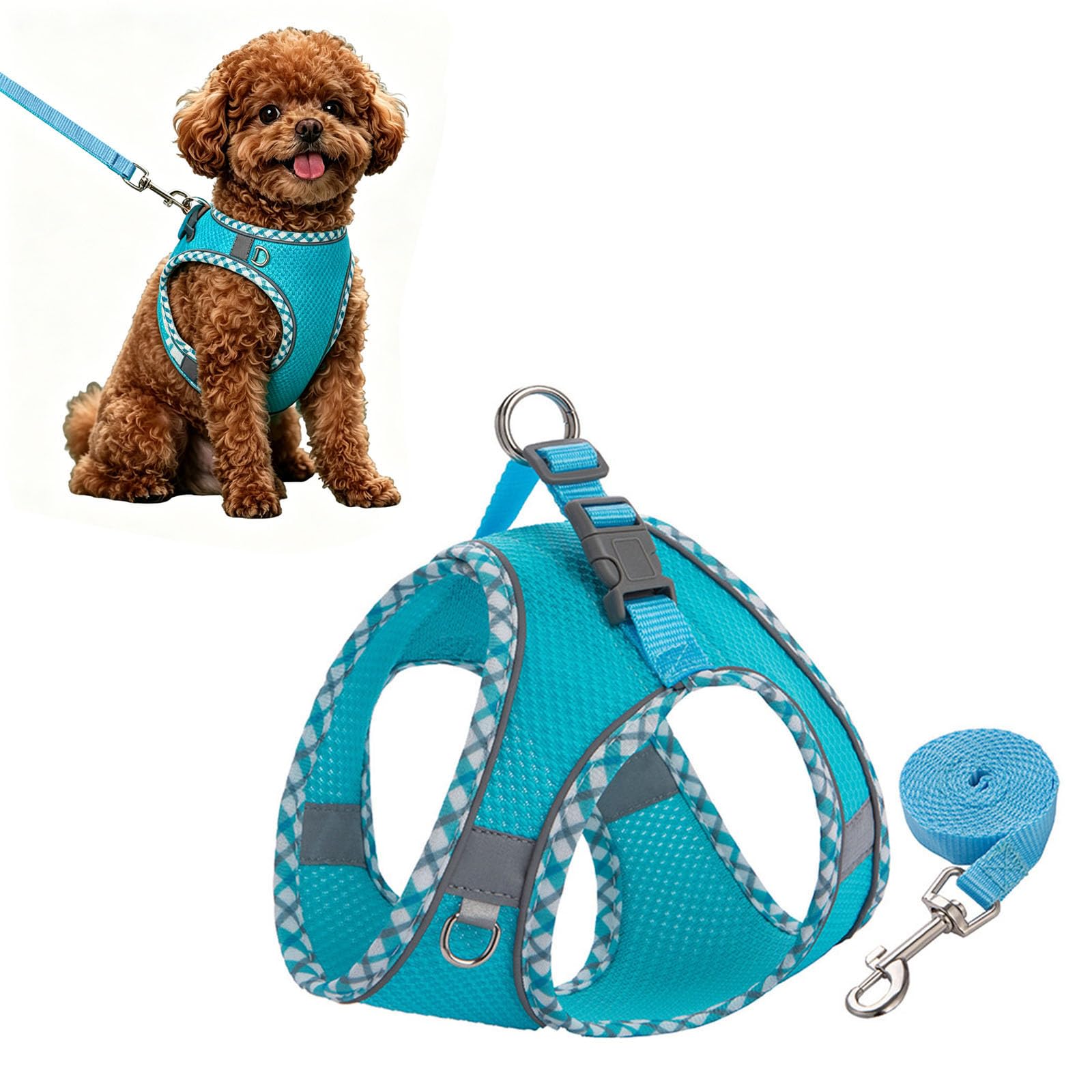 Cat Harness and Lead Set, Adjustable Kitten Harness and Leash Set Escape Proof, Soft Breathable Mesh Harness Vest for Small Medium Cat Dog Daily Outdoor Walking Travel (Green, S)