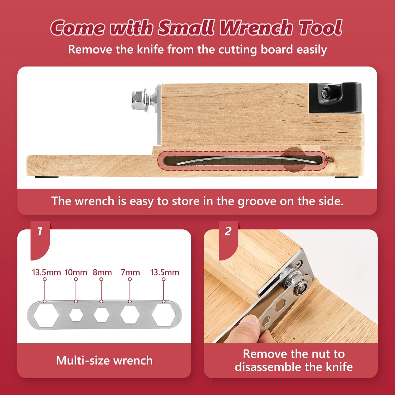 LANUEVA Biltong Slicer, Manual Beef Jerky Cutter with Detachable Knife, Built-in Knife Sharpener, Wood Cutting Board, Guillotine Slicer for Cheese Sausage Ham Salami Bacon