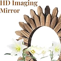 Vista 5 de Eorbow Espejo de pared decorativo, espejos bohemios pequeños de madera rústica de 12 pulgadas, espejos transparentes con rayos solares