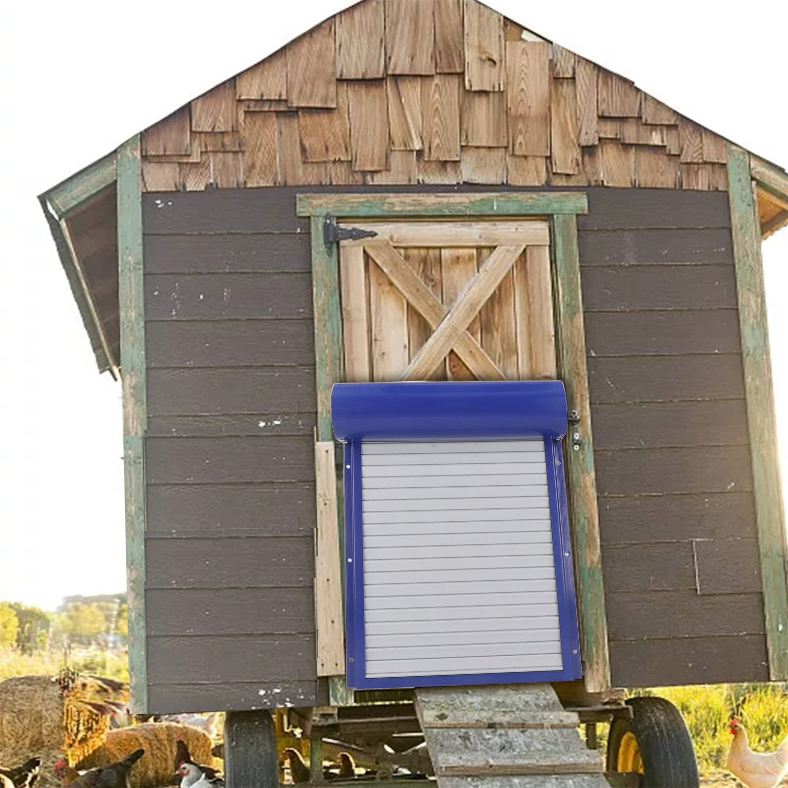 Puerta automática de gallinero con ajuste de tiempo, cortina rodante, abridor de puerta de pollo para ganso de pato