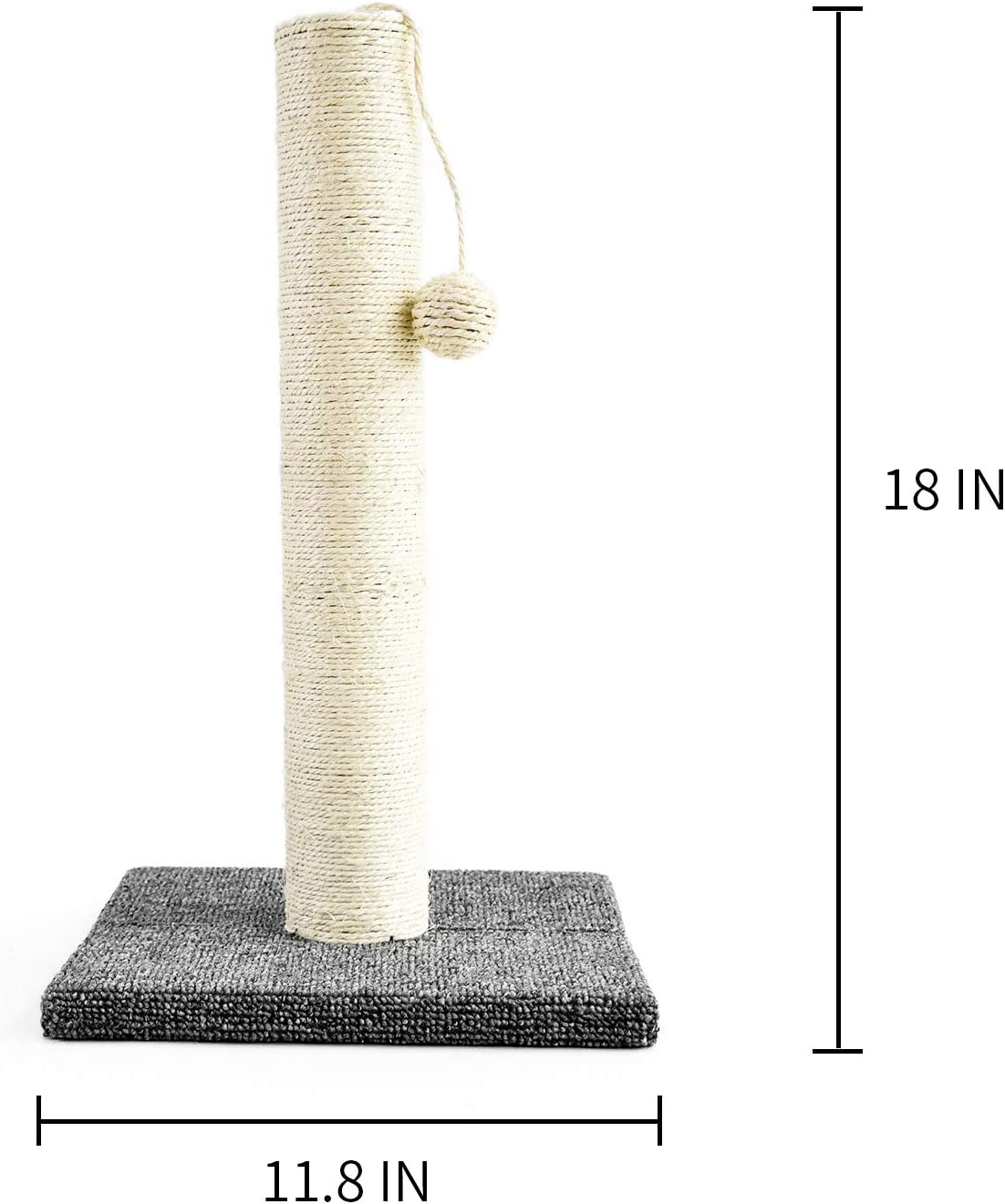 InnoPet Cat Scratching Posts, Sisal Woven Scratcher Pole With Hanging Ball Toy For Large and Small Kittens & Kitty
