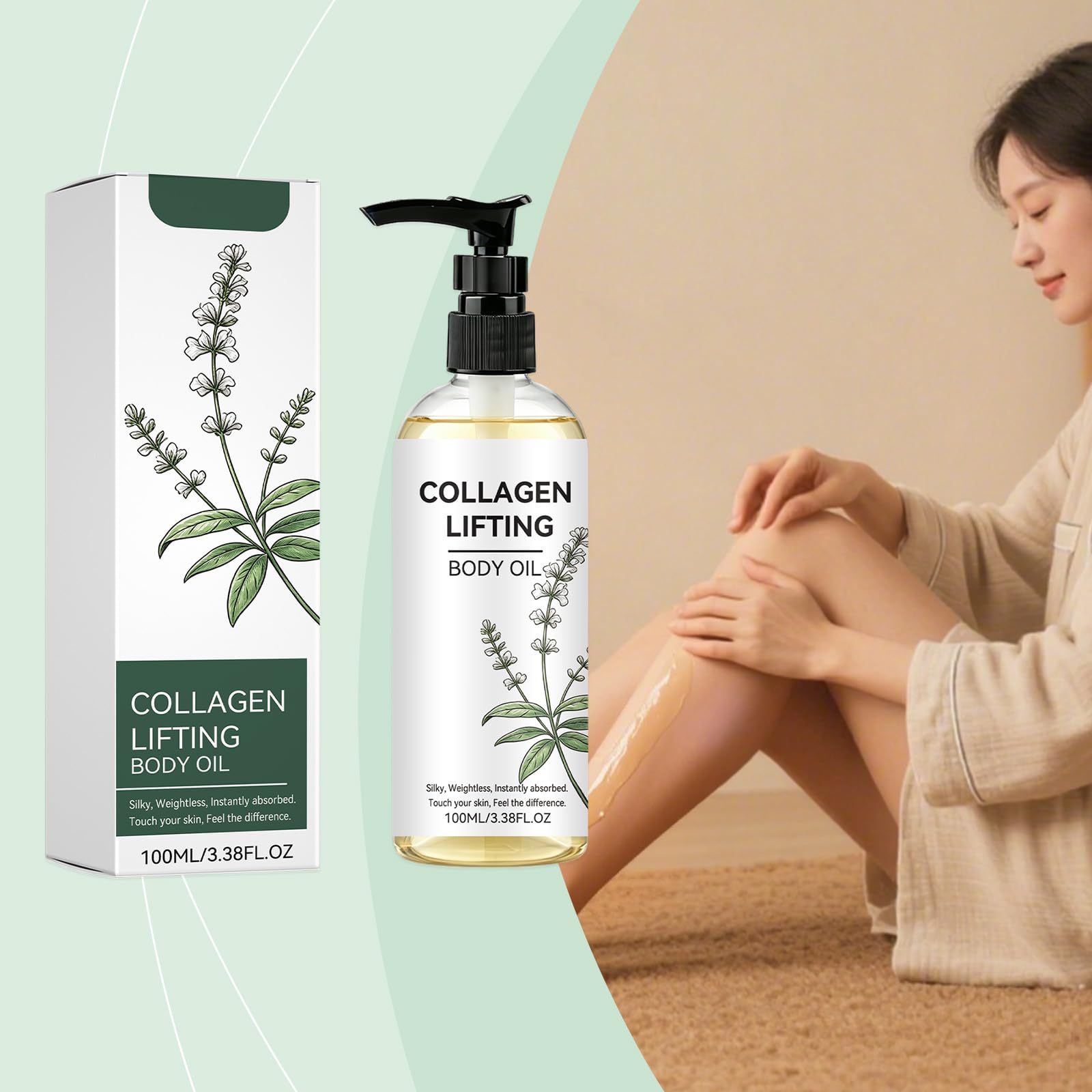 Straffendes Körperöl mit Kollagen, Kollagenöl zur Hautstraffung, Massageöl gegen Cellulite, straffendes und feuchtigkeitsspendendes Öl für Arme, Hals und Gesicht (100 ml) (8pcs)