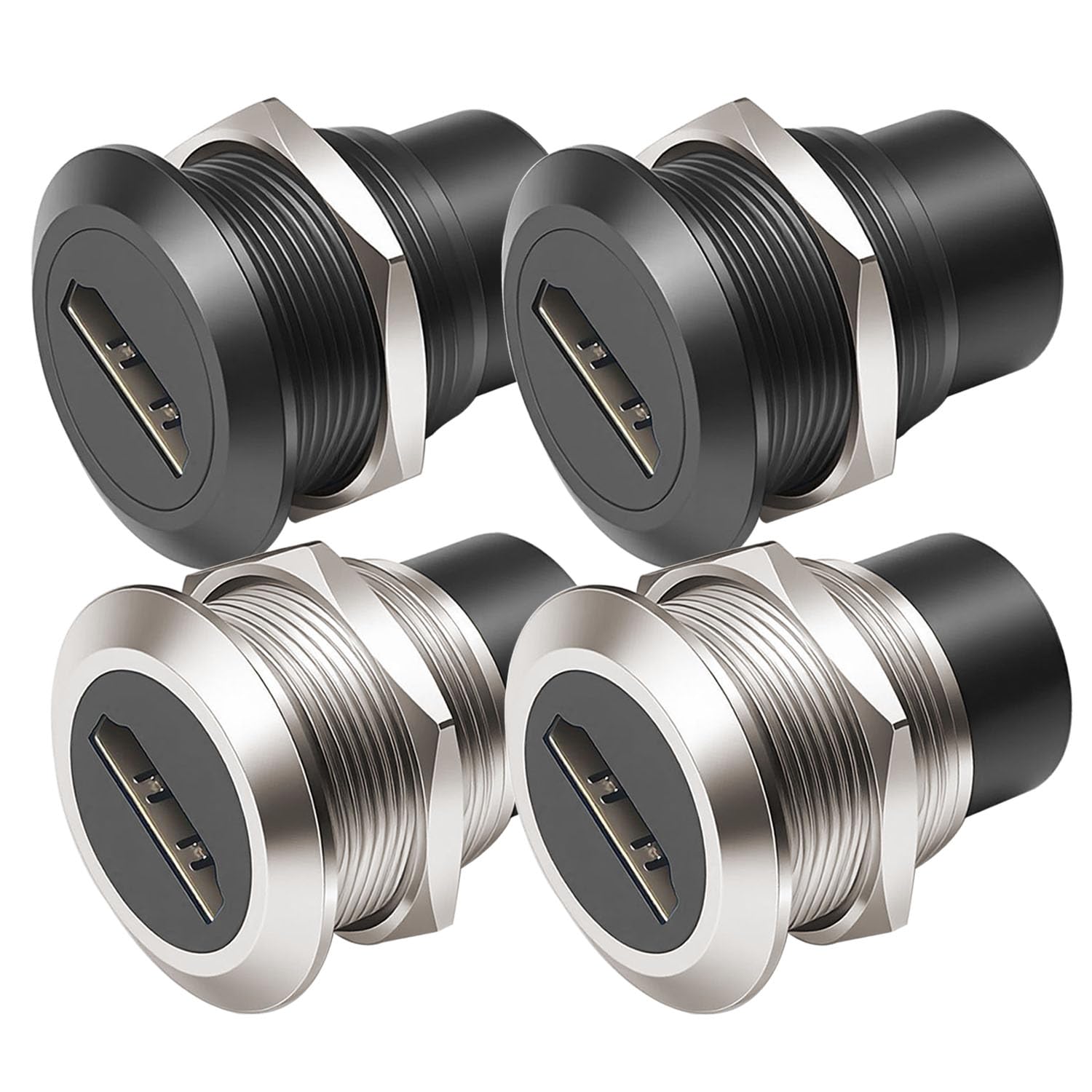 Lot de 4 connecteurs HDMI étanches pour montage sur panneau HDMI femelle vers femelle 4K 4K 30 Hz 3D et HDR avec capuchon anti-poussière étanche