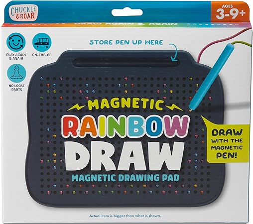 Chuckle & Roar Magnetic Rainbow Drawing Pad & Stencil Edition – Mess-Free Reusable Drawing Board for Kids | Screen-Free Travel Toy for Creative Play