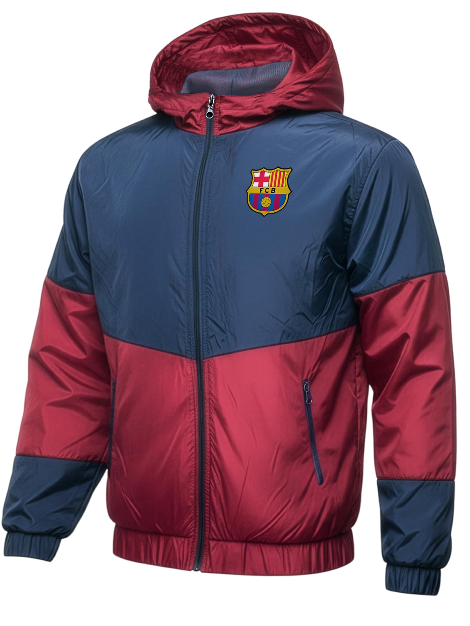 Icon Sports Kids Barcelona Windbreaker Rain Jacket - Youth Sizes - Hooded Zip-Up, Licensed Gear