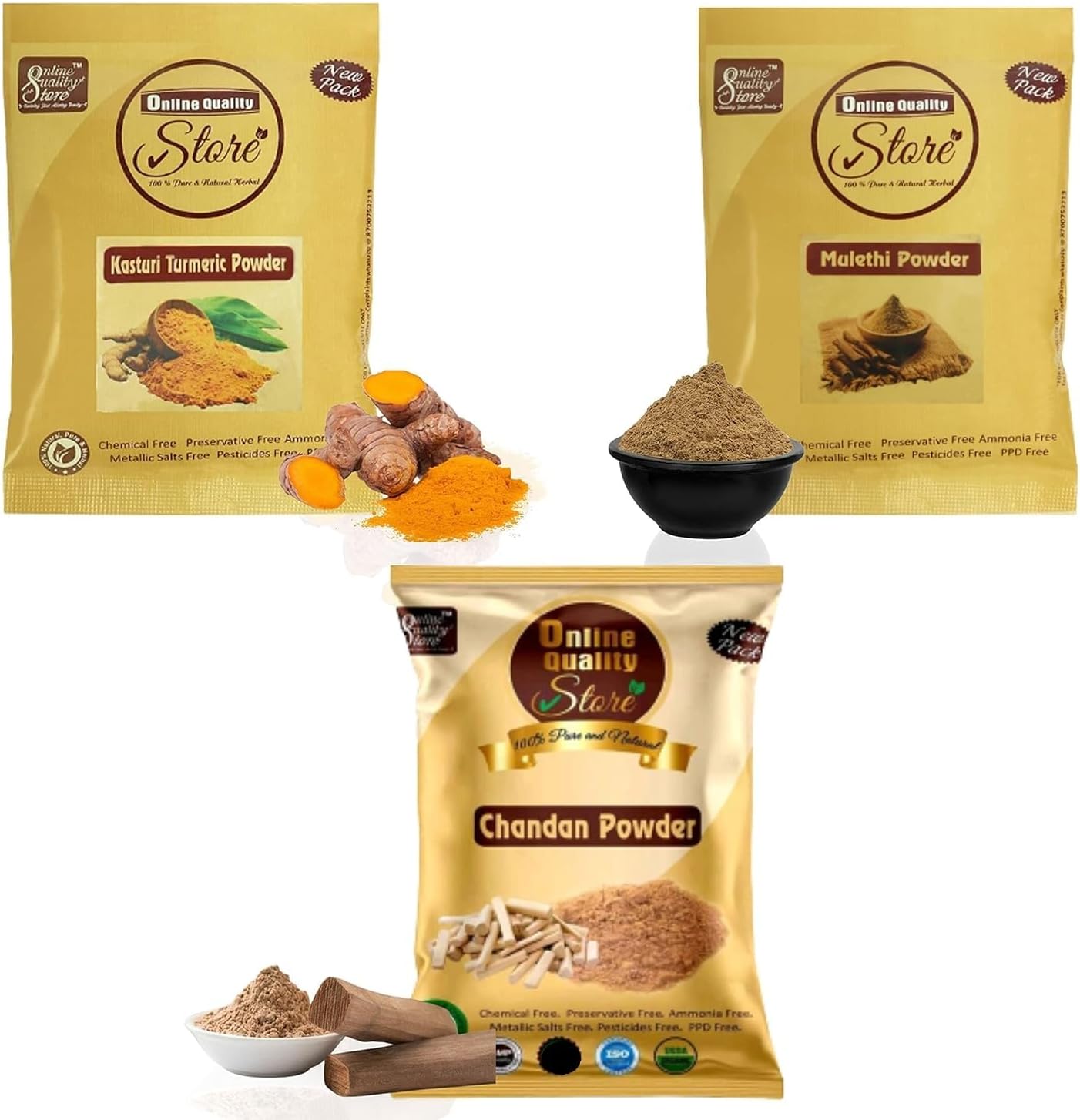 Online Quality Store kasturi haldi powder,wild turmeric powder,kasturi manjal-50g,Chandan Powder,sandalwood powder-50g,mulethi powder,licorice powder,licorice root powder,Yashtimadhu Powder-50g
