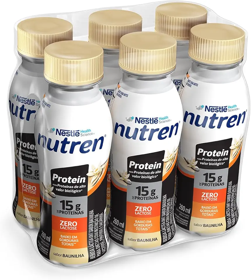 Bebida Láctea Nutren Protein 15g de proteínas Baunilha 260ml - Pack com 6 unidades