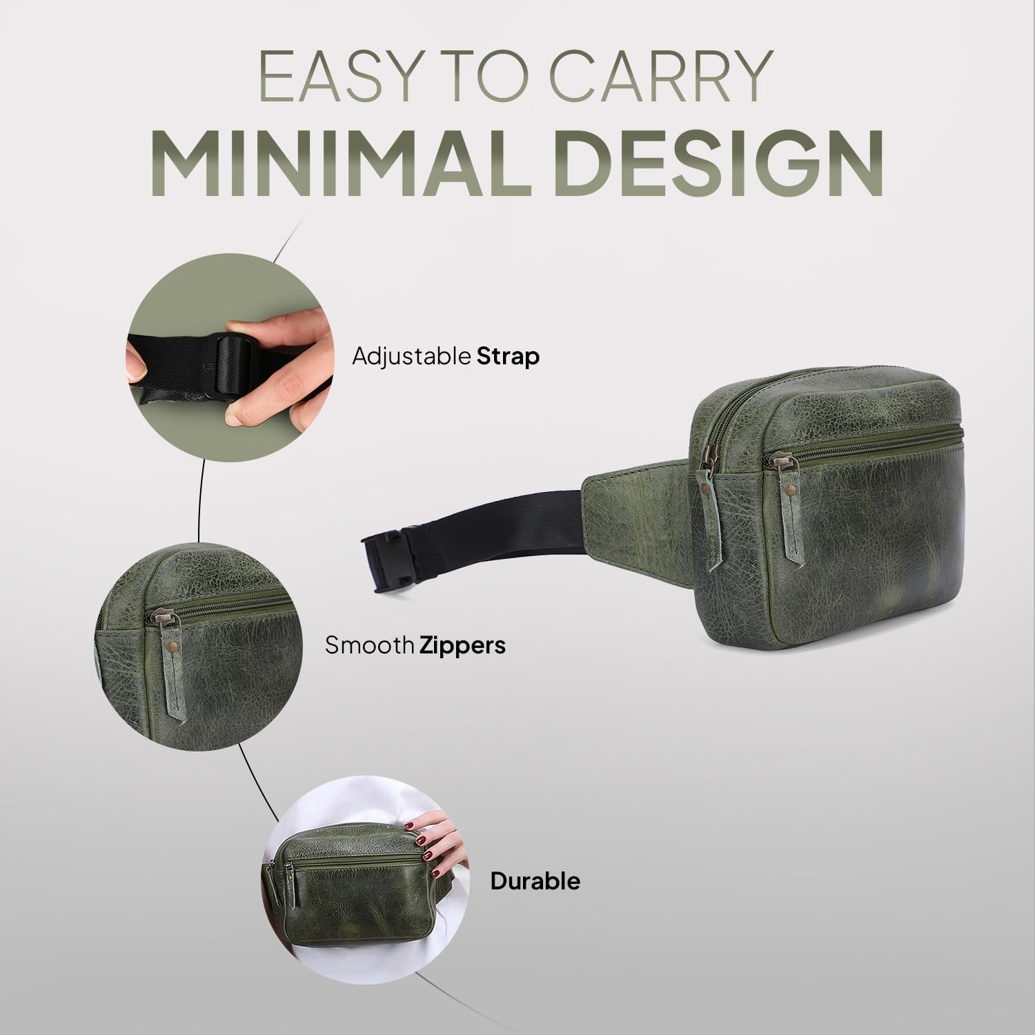 Leather Fanny Pack Crossbody Bag (8x5x3) - Multi-Pocket Waist Bag with Adjustable Strap for Travel & Daily Use - Image 6