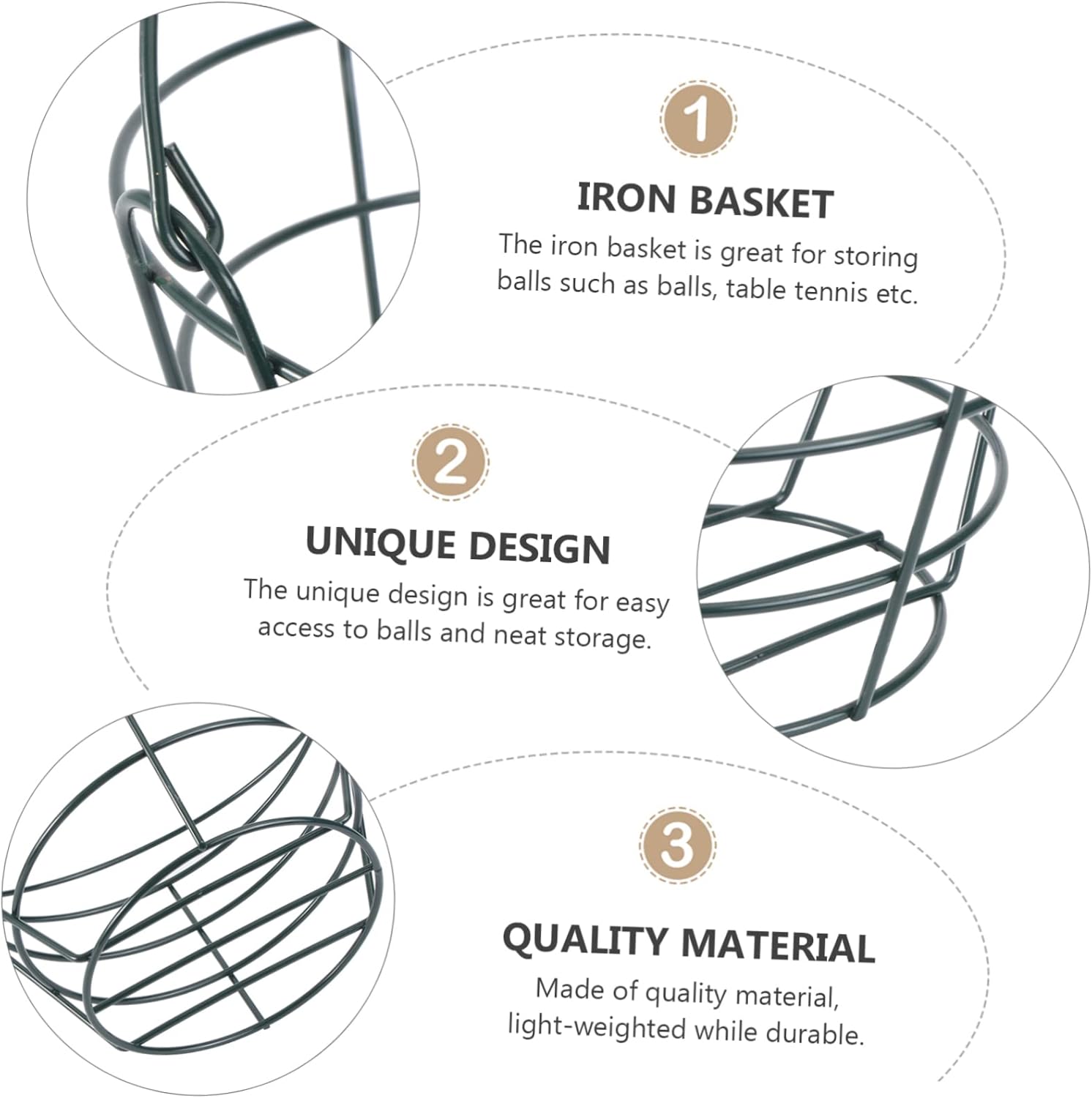 Mikikit Metal Golf Ball Storage Basket Lightweight Wire Carrying Holder for Easy Access and Organization The