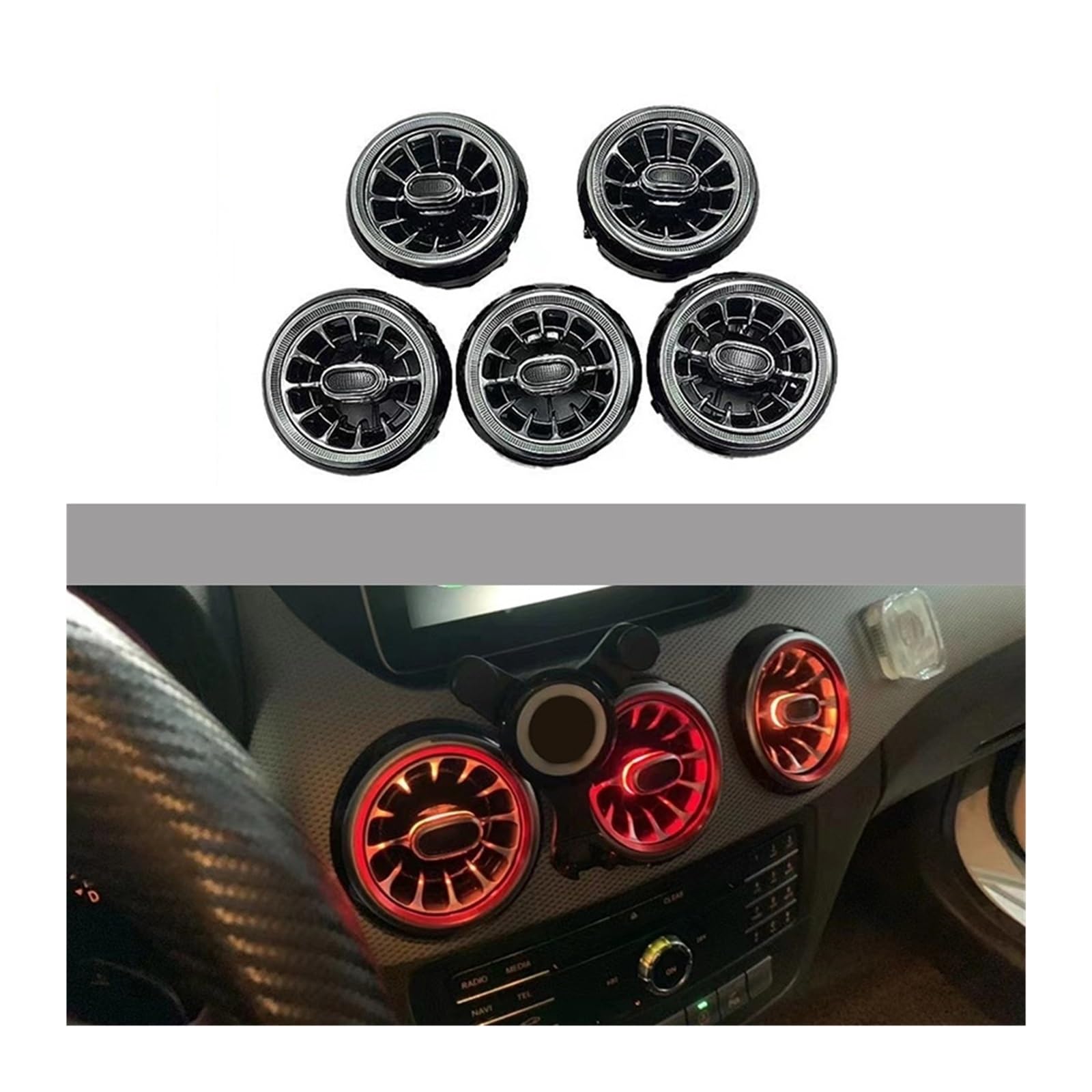 12 Color Illuminated Front Air Vent Compatible with Mercedes Benz B-Class W246 2012 2013 2014 2015 2016 2017 2018 2019 Models