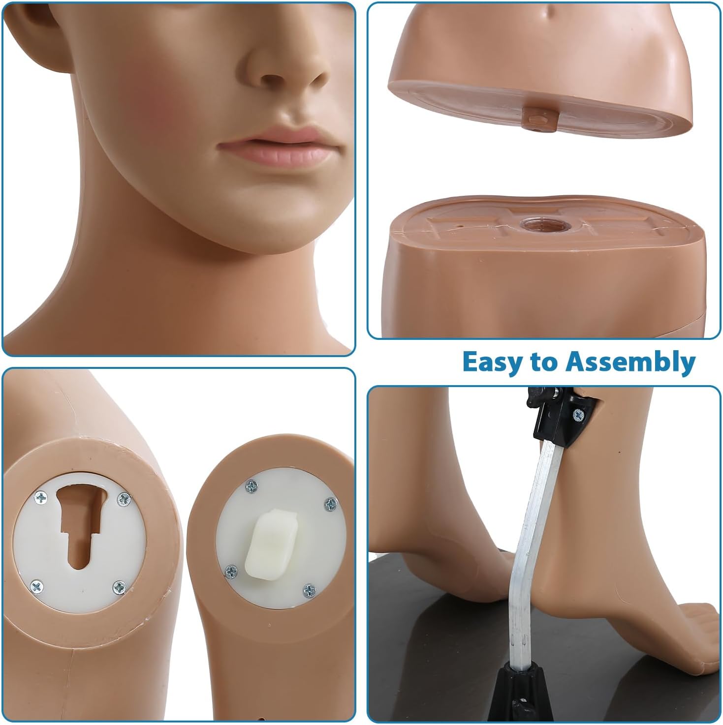 69 Inch Nude Female Mannequin - Adjustable, Detachable Poseable Full Body Female Mannequin with Metal Base for Retail Clothing Shops