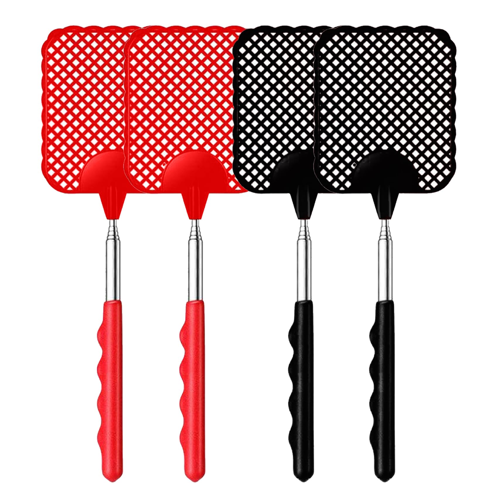 iZhuoKe 4-Pack Retractable Fly Swatter,Manual Fly Swat Pest Control,Telescopic Fly Swatters,Powerful Swatter Of Flies,Wasps,Moths And Flying Pests(Black & Red)