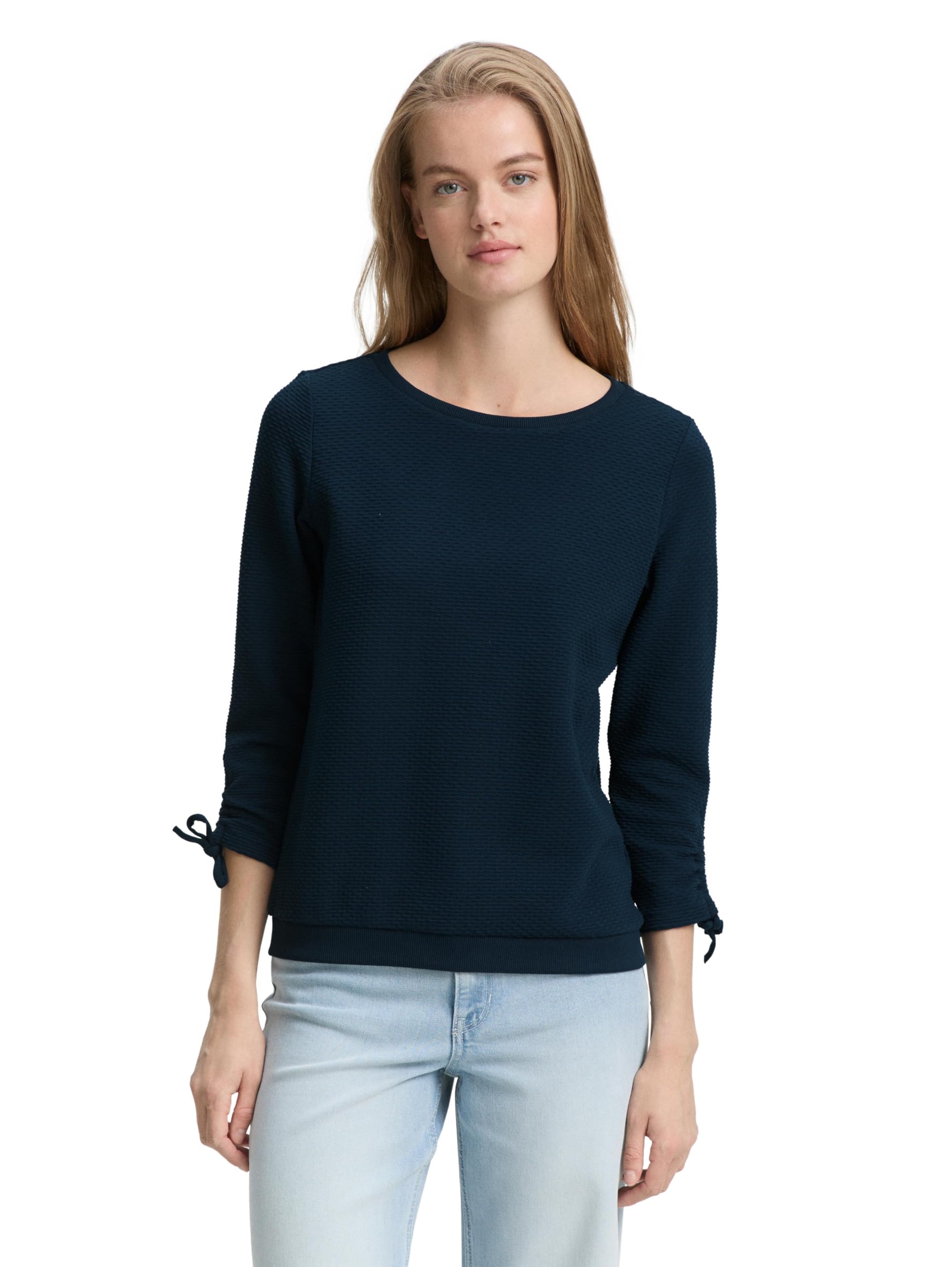 Tom Tailor Denim Damen 1047227 Sweatshirt mit Raffärmeln (1er Pack)