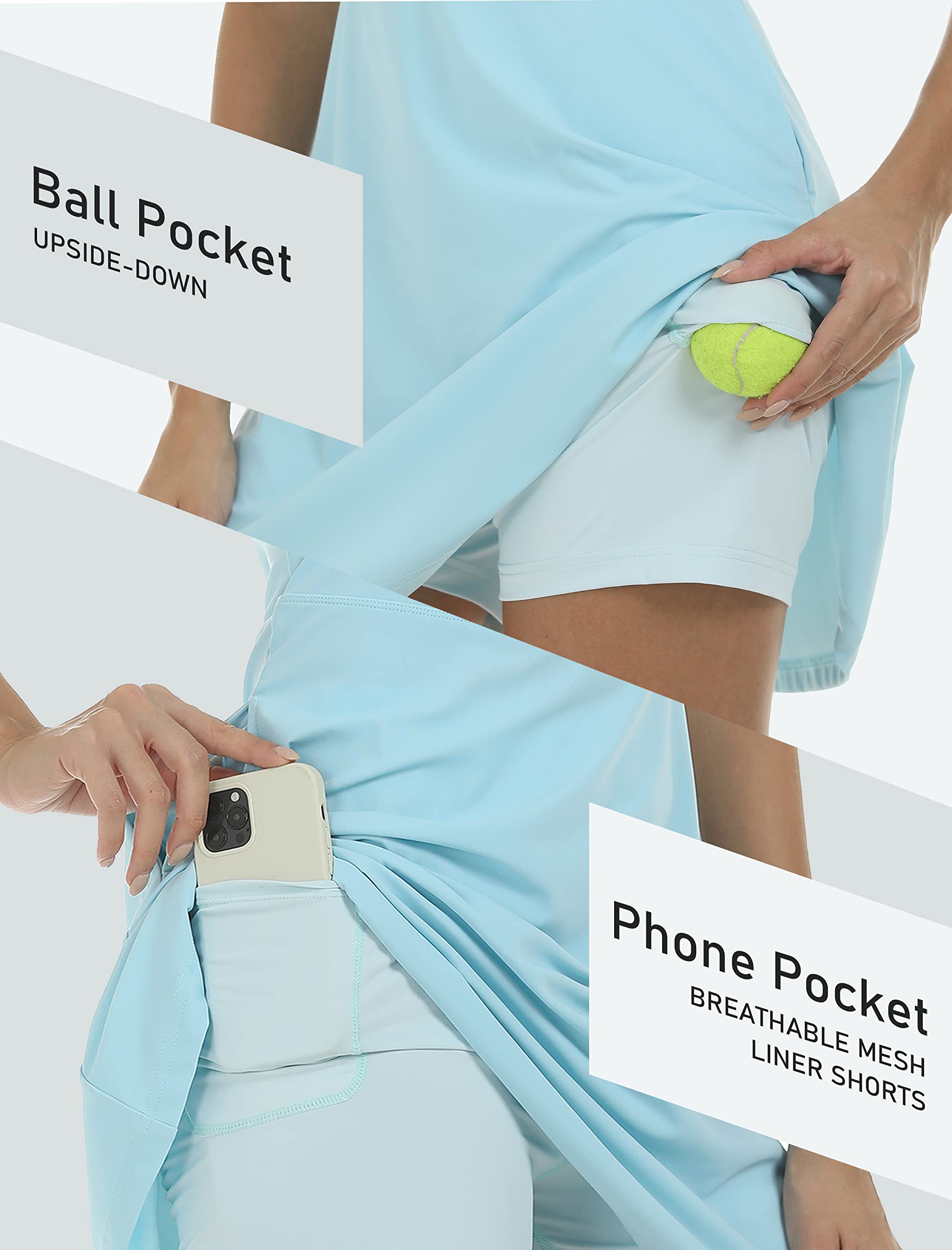 JINSHI Robe de Tennis et de Golf Femmes avec Short Intérieur Robes de Sport Athlétique sans Manches Séchage Rapide avec Poches