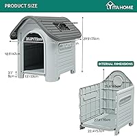 Vista 16 de YITAHOME Dog House Outdoor Plastic Doghouse Water Resistant Pet House with Adjustable Skylight and Elevated Base for Small, Medium, and Large Dogs