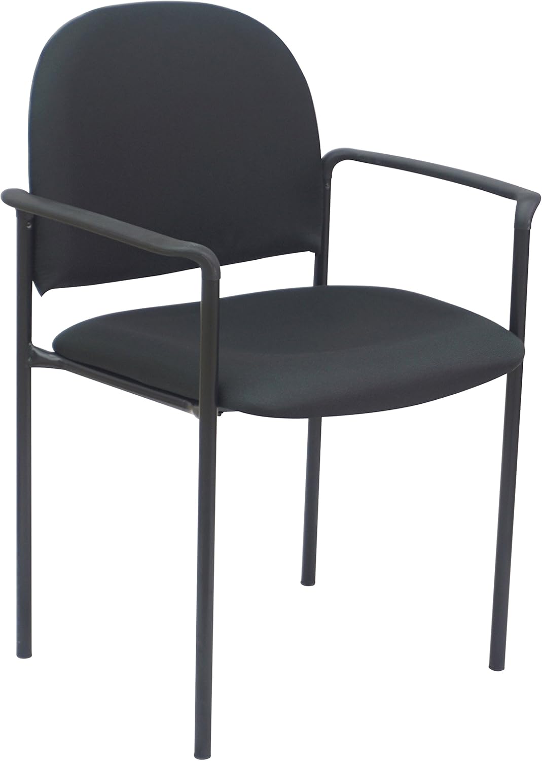 Black Fabric Upholstered Stacking Guest Chair with Arms