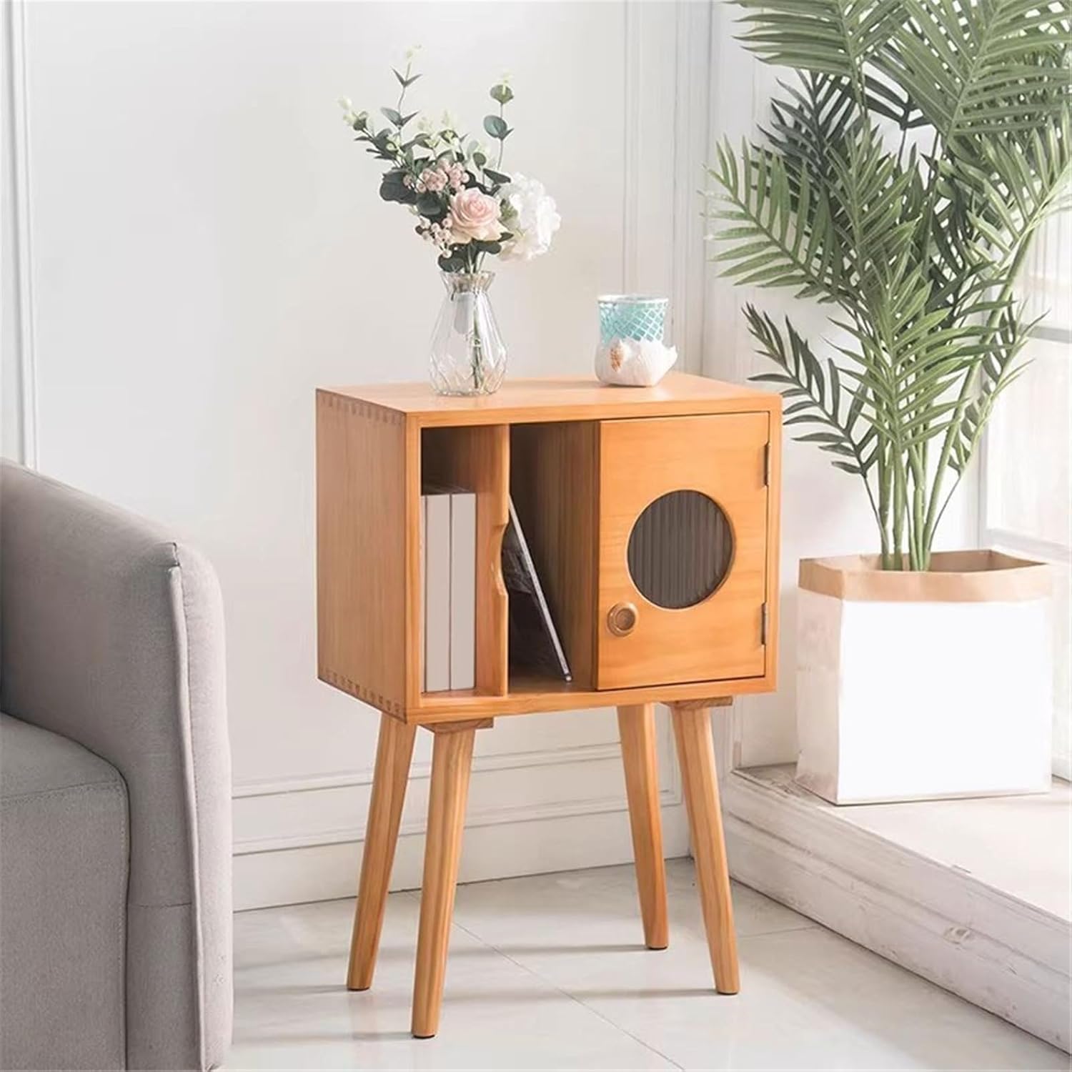 Records Multi-functional Wooden Vinyl Record Cabinet CD Albums Storage Rack Bookcase Album Book