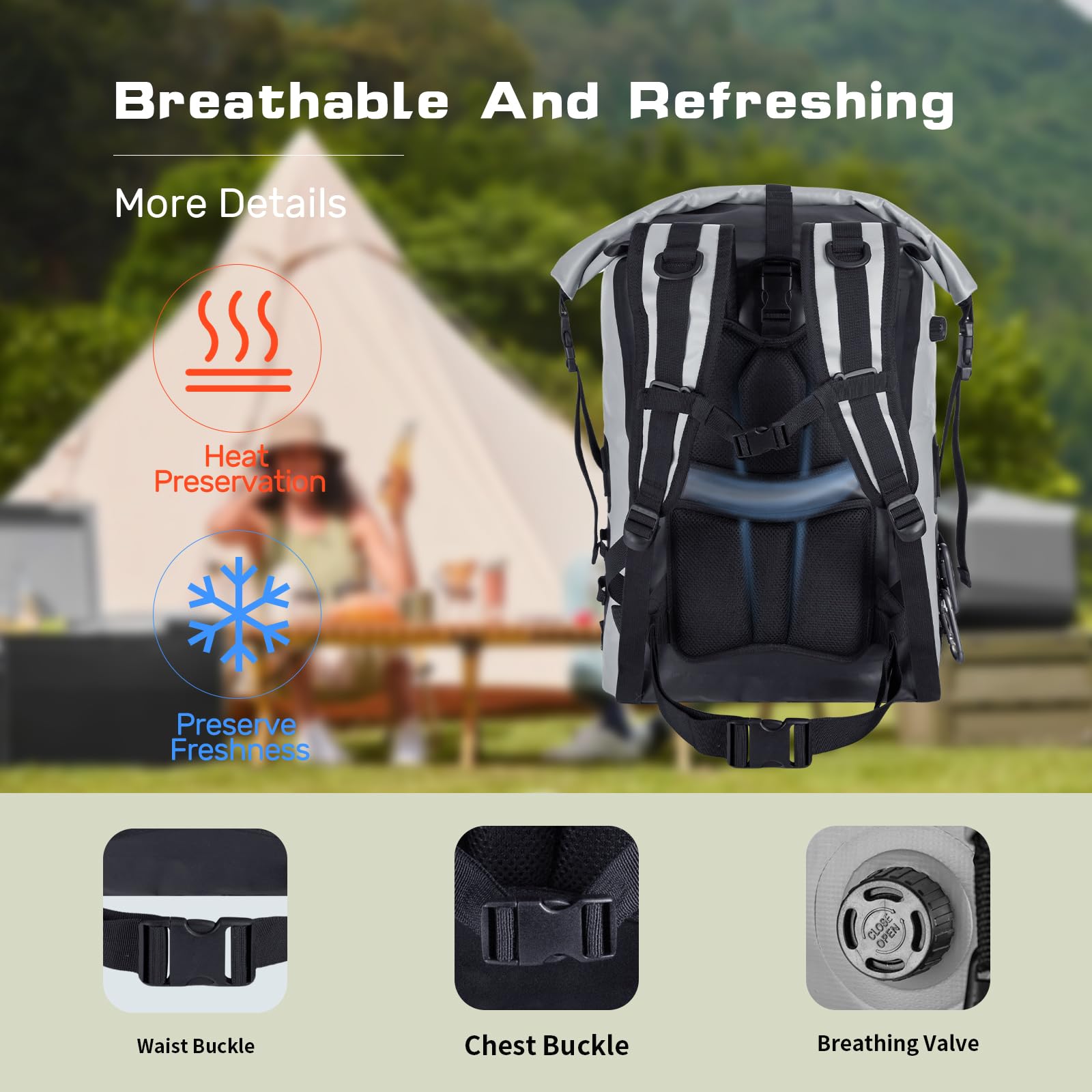 Mochila Nevera Portátil para Playa,Bolsa Térmica Isotérmica Grande 35L para 48 Conservas y Porta Alimentos Mochila Nevera Isotérmica