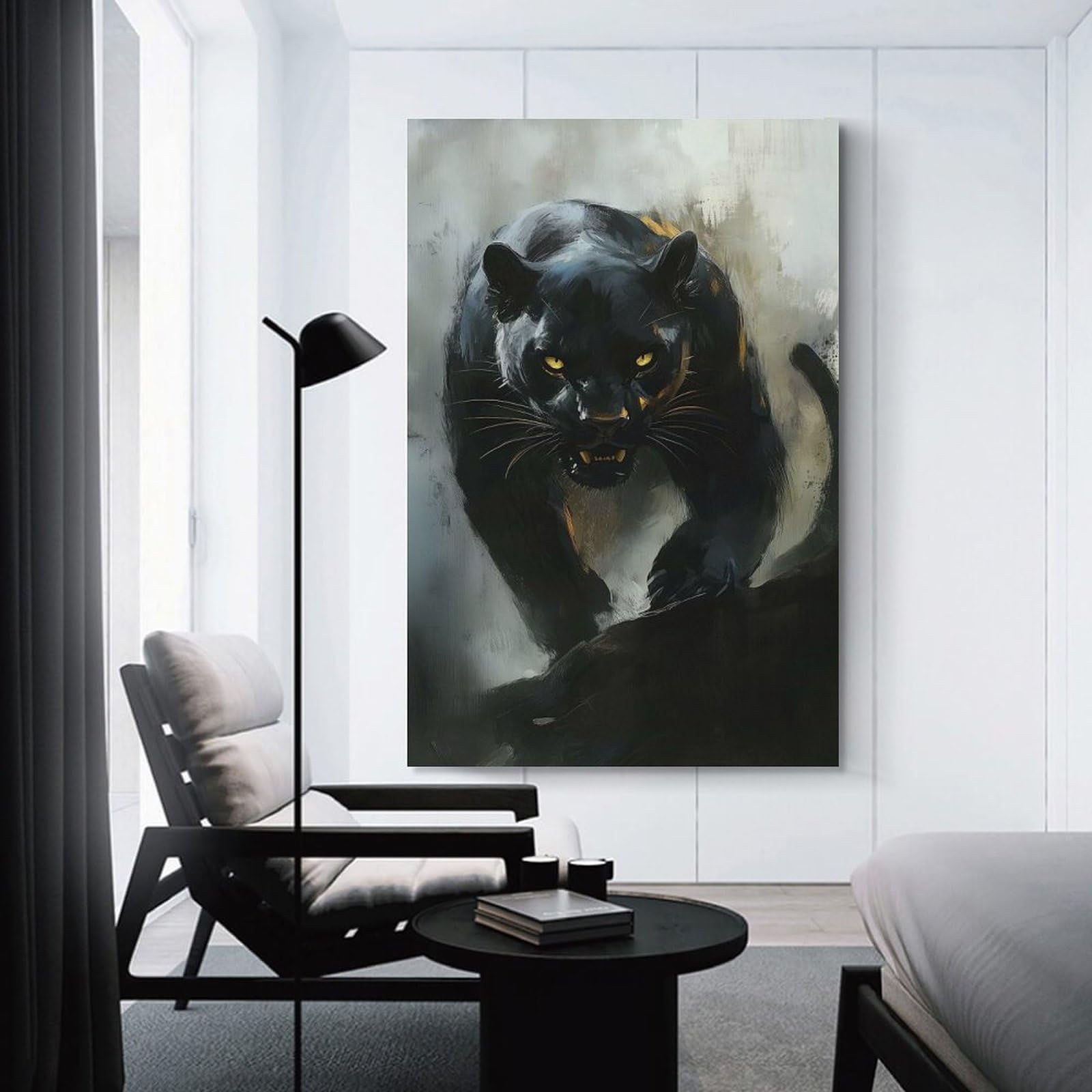 Junmoney Unframe-Style-1 Canvas Art Print Black Panther Portrait, 20X30inch(50X75cm), For Contemporary Homes, Apartments Or Offices, Decorative Canvas Decor For Home Updates