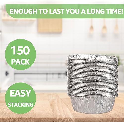 Miniatura 3 de Oungy Paquete de 200 moldes desechables de papel de aluminio de 4 pulgadas, mini moldes para tartas, moldes para tartas individuales para tartas de