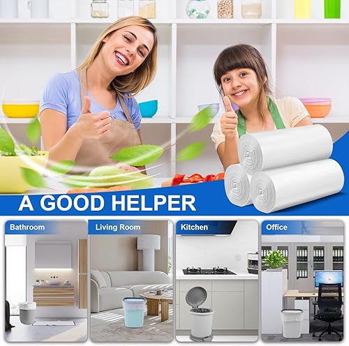 Miniatura 6 de Charmount Bolsas de basura pequeñas de 4 galones, 220 unidades, mini bolsas de basura para baño, cocina, dormitorio, sin perfume, transparentes