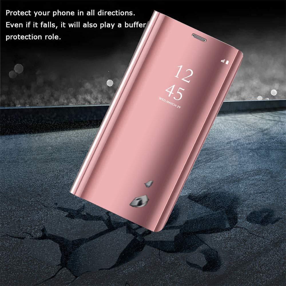 YukeTop Custodia per Xiaomi Redmi Note 11 Coque, Specchio Case Anti-graffio Anti-Shock Cover di Protezione Clear View Cover, Custodia Cover per Xiaomi Redmi Note 11. Malva