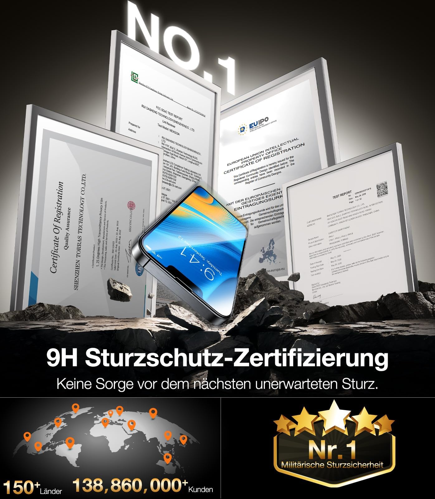TORRAS für iPhone 17 Pro für Panzerglas [TOP Bruchsicherheit] Schutzfolie für iPhone 17 Pro Folie 9H Tempered Glas [Einfache Installation] Anti-Fingerabdruck,Kompatibel mit Hülle,2 Stück