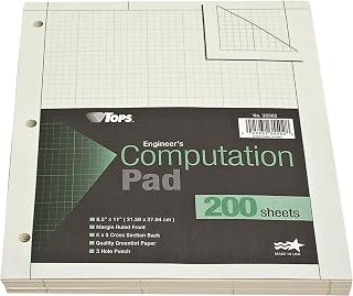 Tops ingeniería cálculo Pad, color verde 200 Sheets