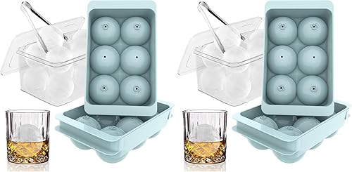 Vista 11 de WIBIMEN Moldes grandes para cubitos de hielo, bandejas redondas grandes para cubitos de hielo de whisky para congelador, fáciles de llenar