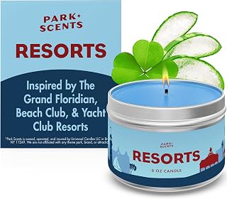 Park Scents Resorts – Floridian Theme Park Luxury Hotel Candle – Clover, Aloe, Citrus & Daisy Scented Candles for Home – 8oz Vegan Soy Wax Blend, Birthday Gifts for Women, Hostess, Sister, Best Friend