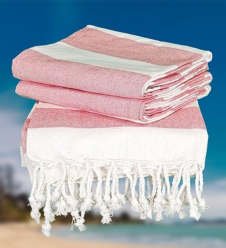 Cucini Linens - Juego de 2 toallas de playa de algodón suave, absorbentes y de secado rápido, 100 unidades, toallas suaves y de gran tamaño para