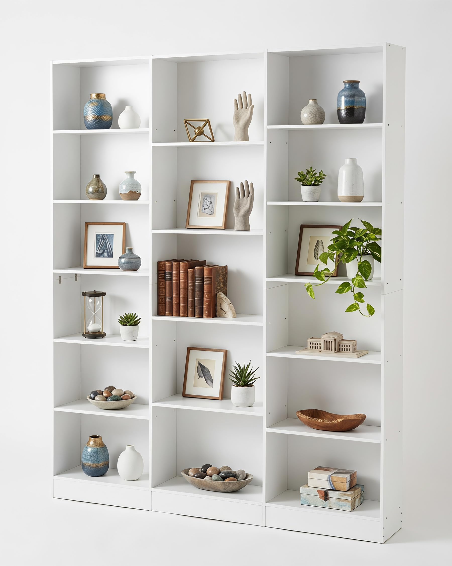 hitsuki Estantería Libros Blanca con 17 Compartimentos Librero Alto Estante para Libros Estantería Modular Mueble Organizador para Salón