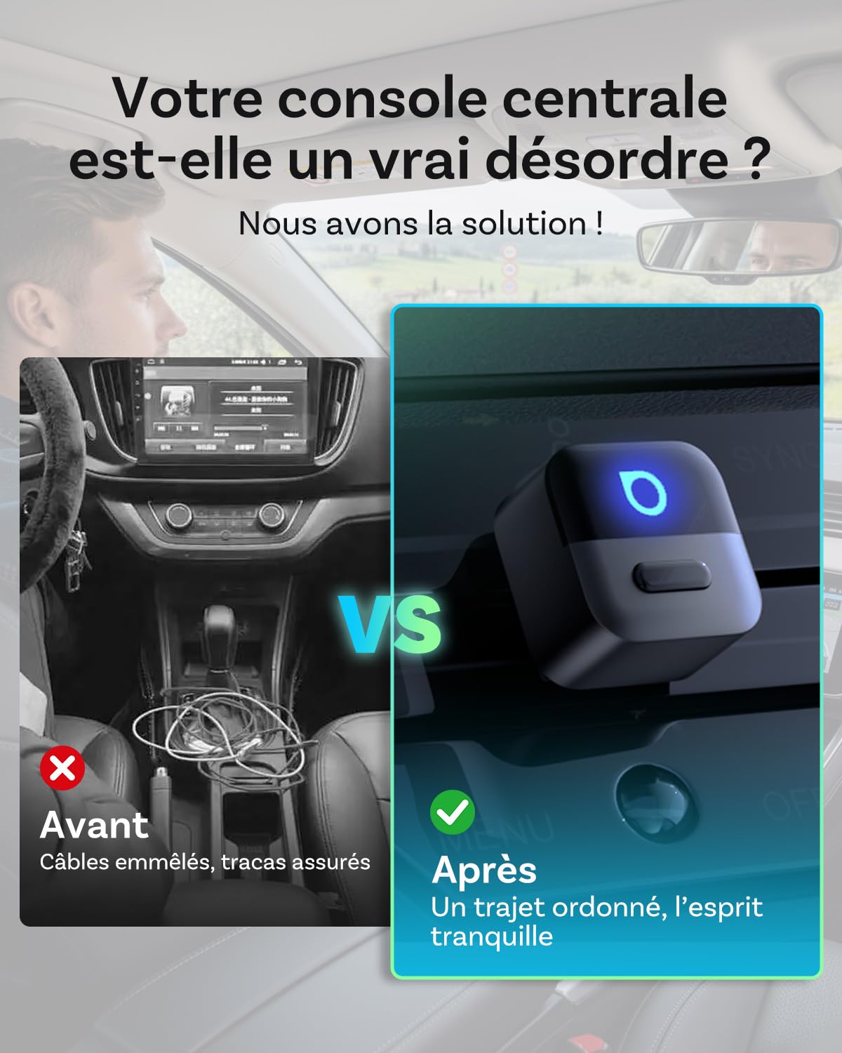 OTTOCAST Mini Pico 2026 Amélioré, Adaptateur sans Fil 2 en 1 CarPlay & Android Auto avec Adaptateur USB-A/C, Changement de Téléphone par Un Bouton, Plug & Play pour Téléphones iOS 10+ & Android 11+