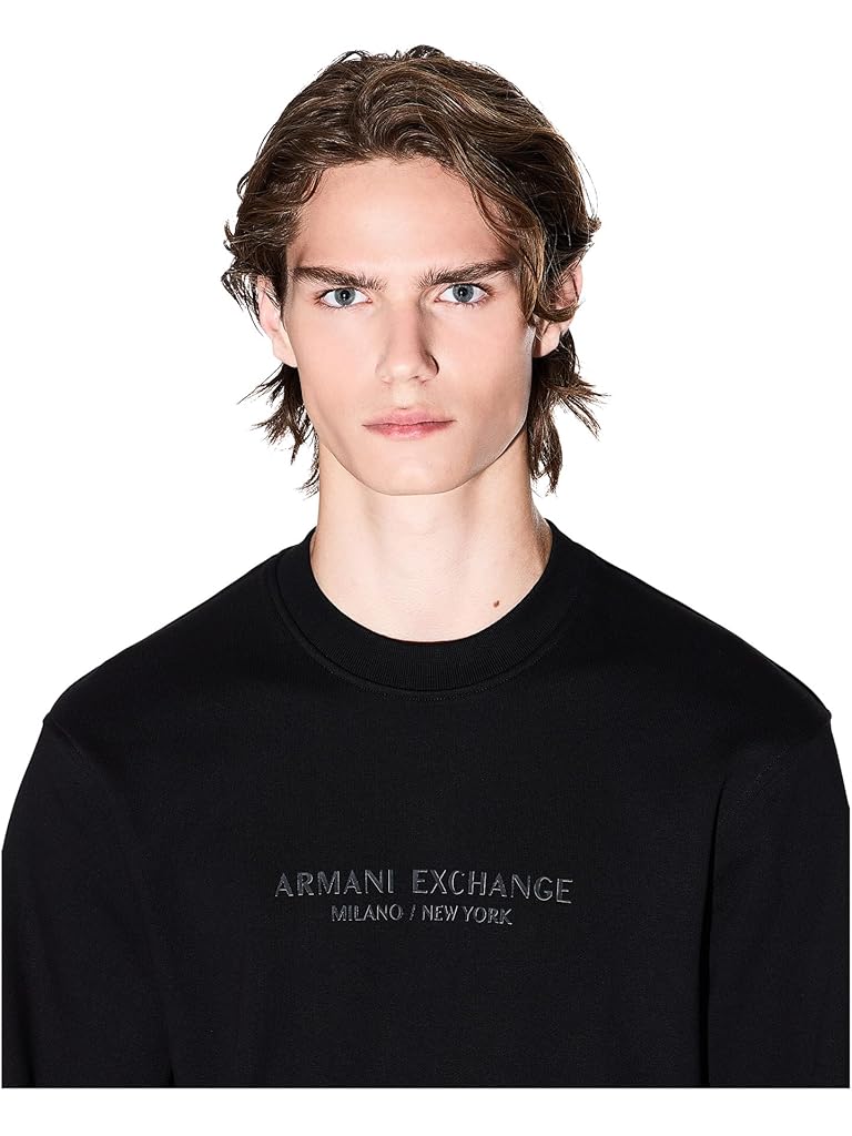 Black Armani Exchange Milano/New York Logo Pullover Sweatshirt