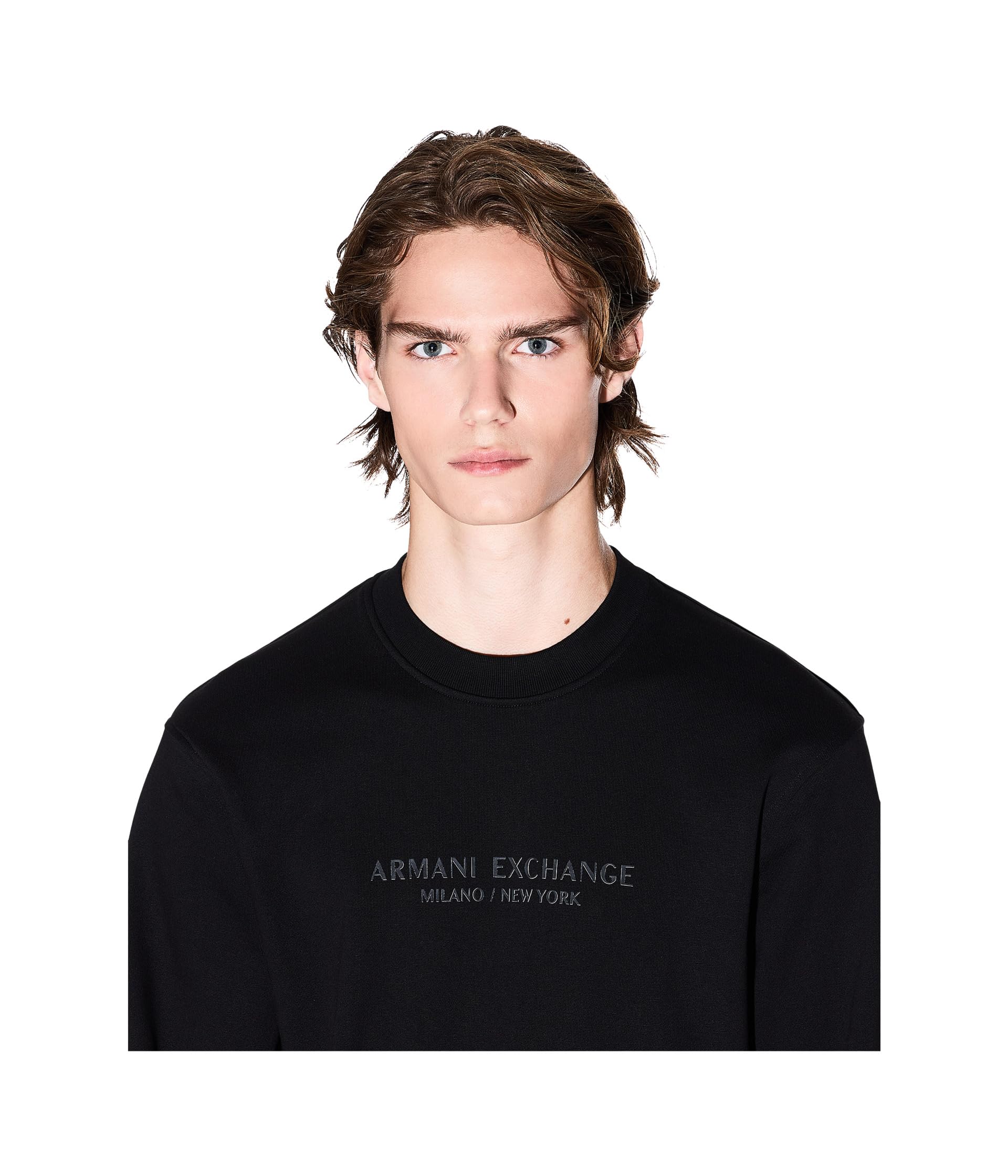 Armani Exchange Long Sleeve, Front Tone On Tone Logo Maglia di Tuta Uomo (Pacco da 1)
